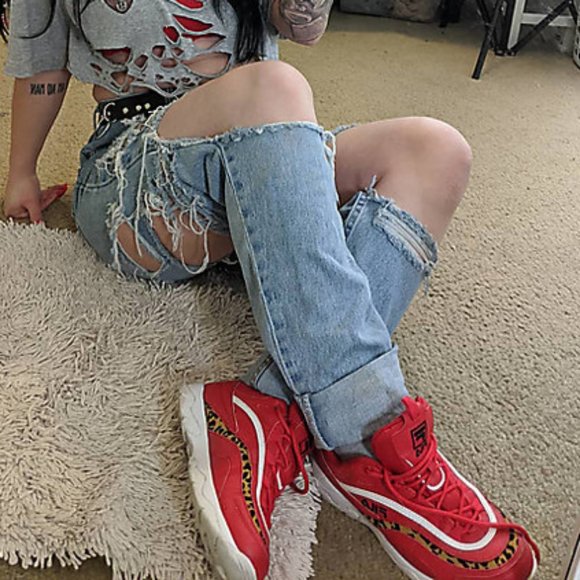 FILA Red Leather Platform Sneaker - Picture 2 of 2